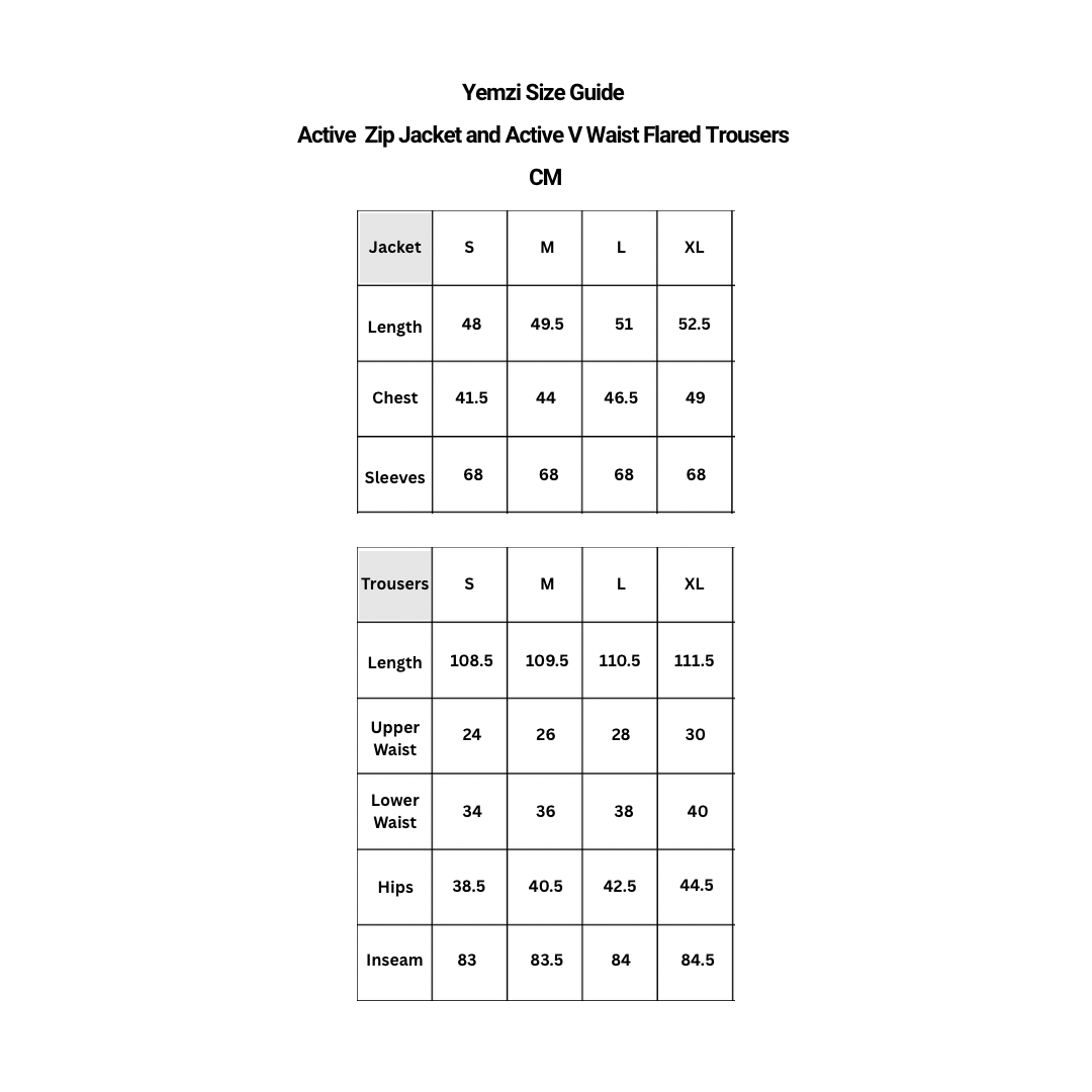 Guava Active Size Chart 