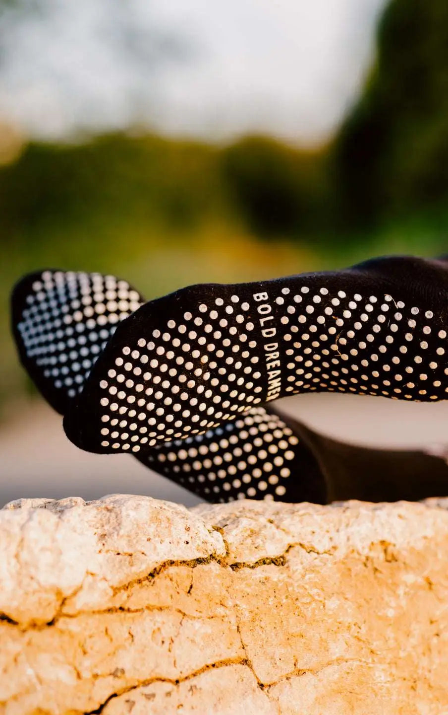 Yemzi Pilates black grip socks outside