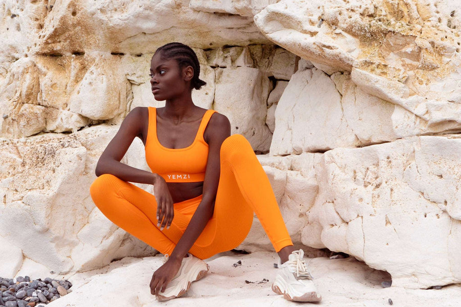 Fanta Orange Sculpt Seamless Ribbed Leggings