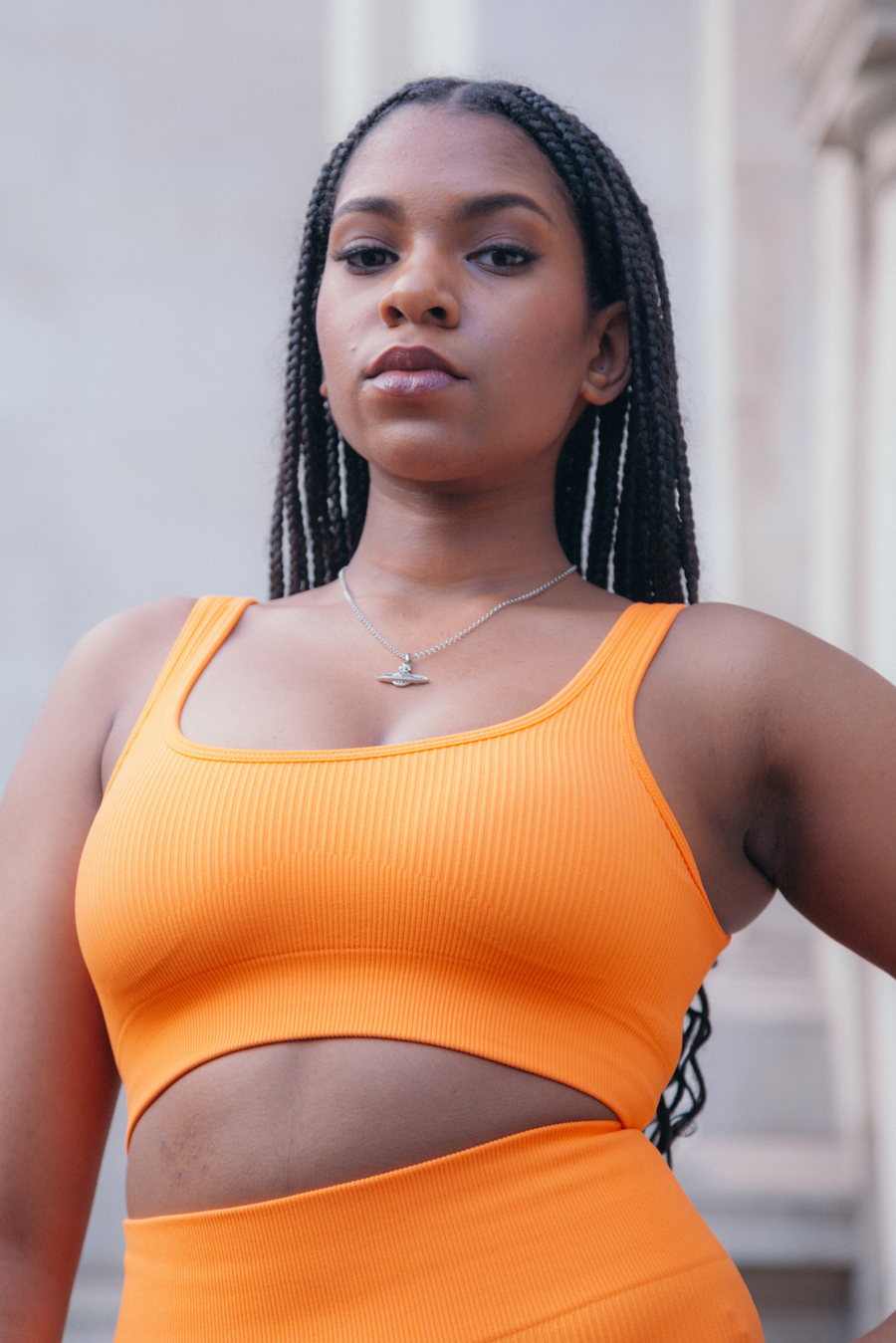 Fanta Orange Ribbed Bra Top Womens