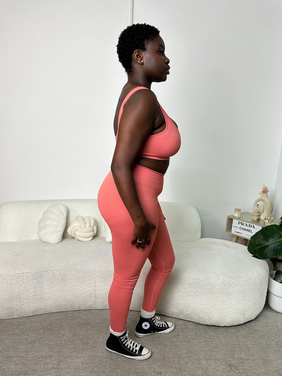 Guava Pink Seamless Ribbed Leggings