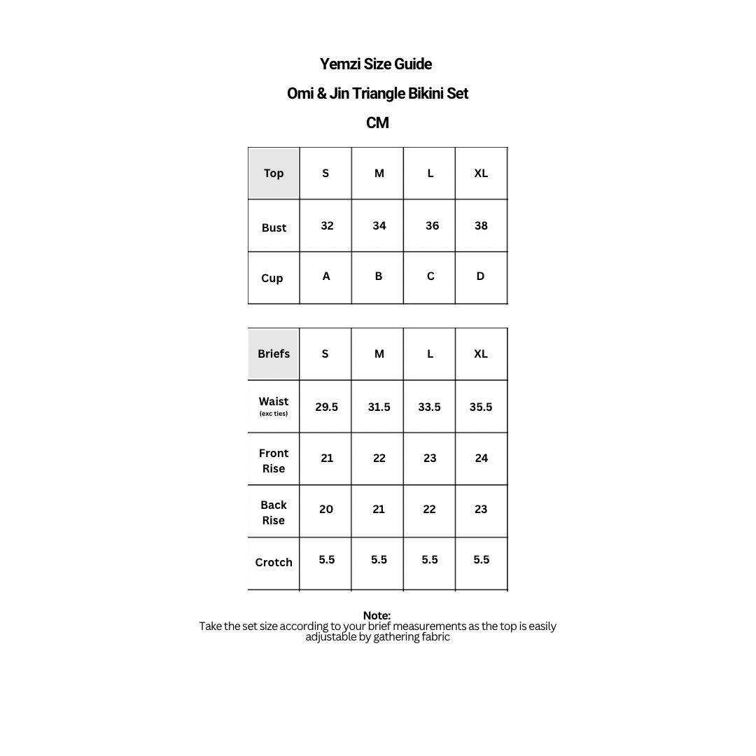 Omi Jin Triangle Tie Bikini Size Guide