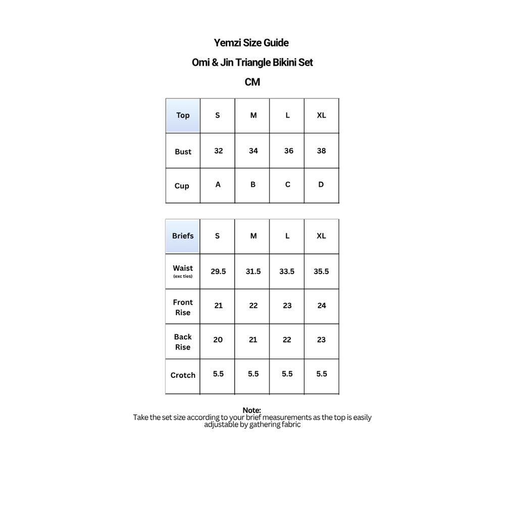 Omi Jin Triangle Tie Bikini Size Guide