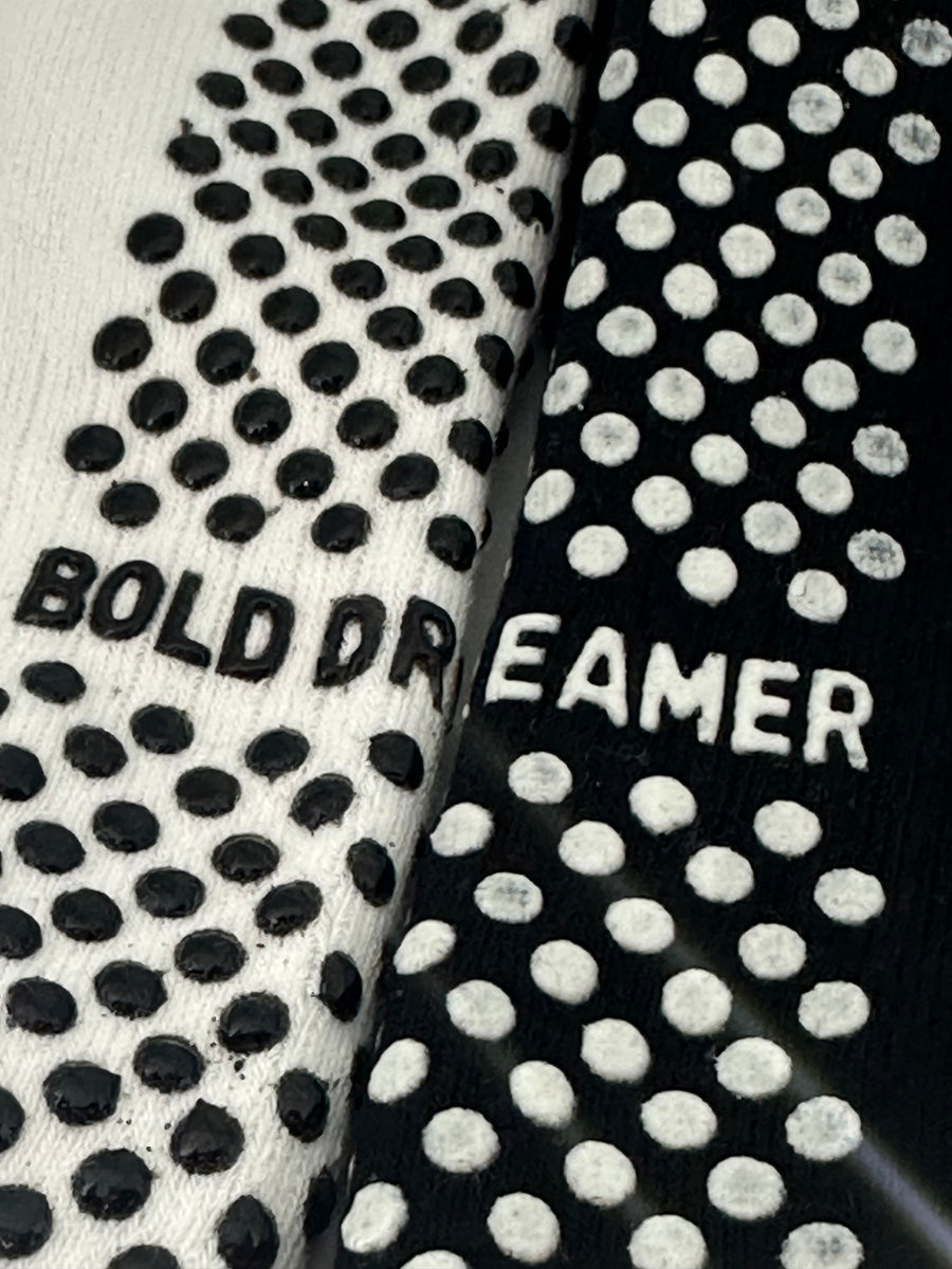 Yemzi Black White Unisex Grip Socks Bold Dreamer