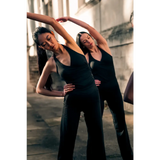Black High‑Waist Wide‑Leg Contour Pants - Activewear