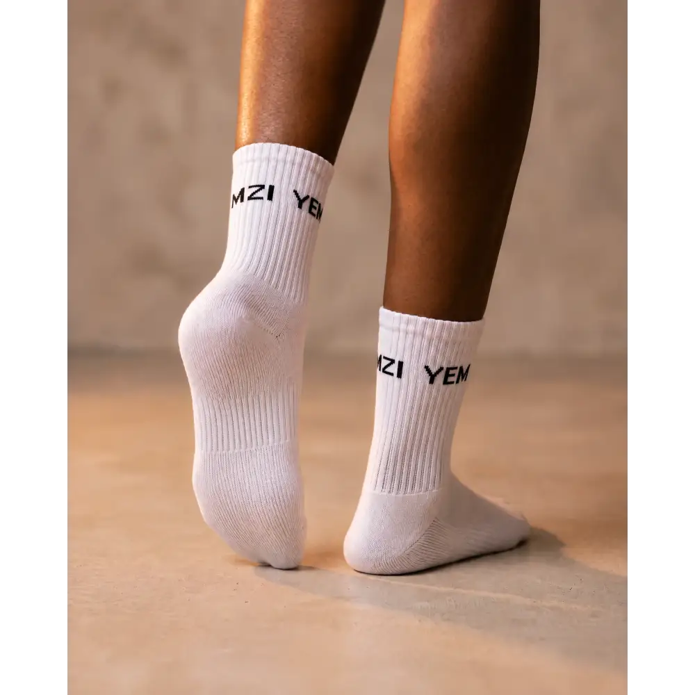 Classic Cotton Crew Logo Socks – (White Black Red) - Accessories