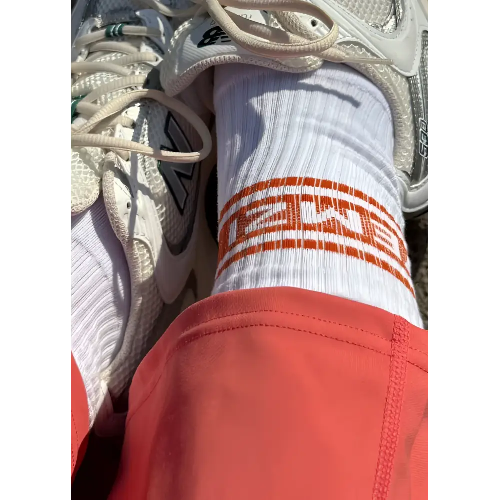 Yemzi Chilli White Thick Cotton Crew Trainer Socks for workouts