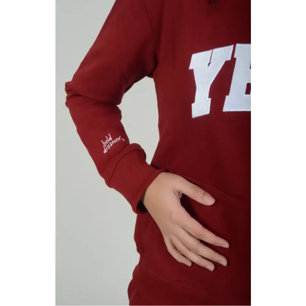 Tall Burgundy Cotton Varsity Hoodie - Activewear