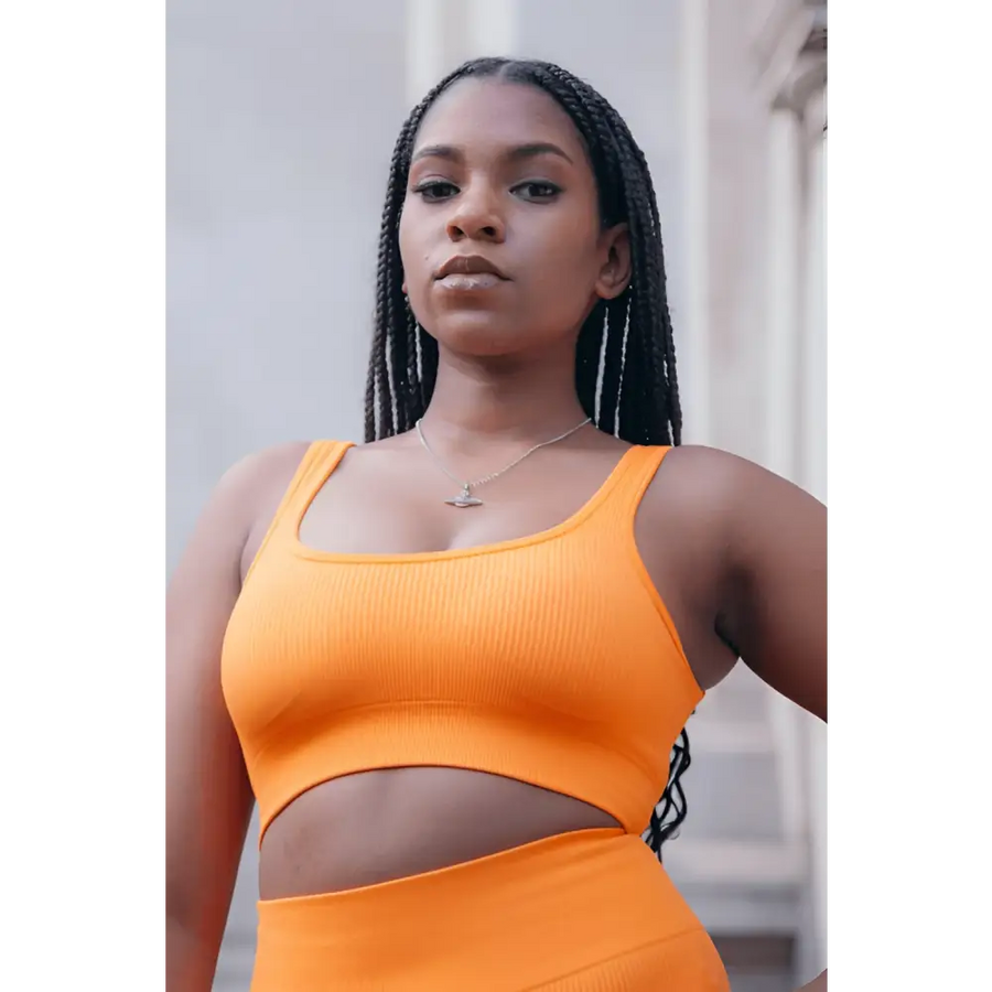 Fanta Orange Ribbed Bra Top Womens