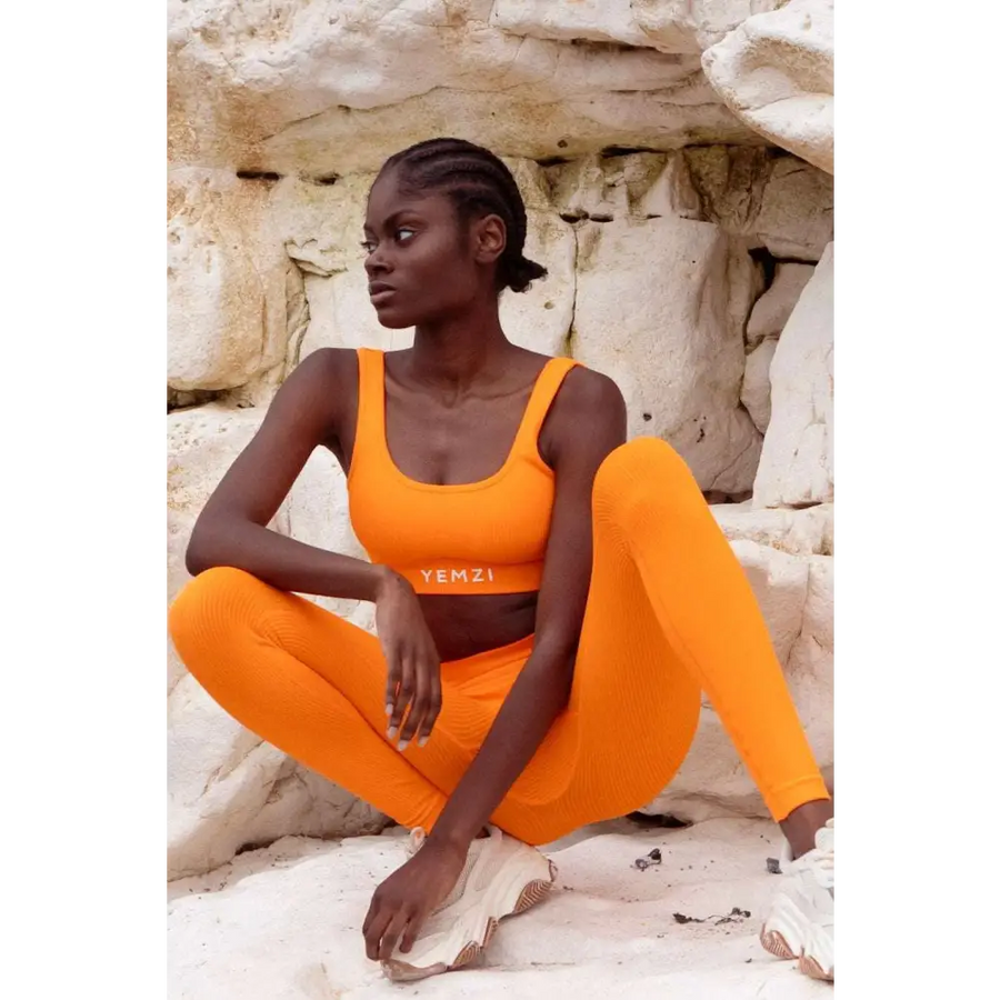 Fanta Orange Sculpt Seamless Ribbed Leggings