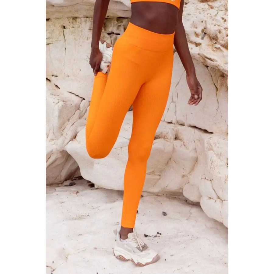 Fanta Orange Sculpt Seamless Ribbed Leggings