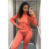 Yemzi Guava Pink Peachy Active Cropped Zip Jacket Thumbhole