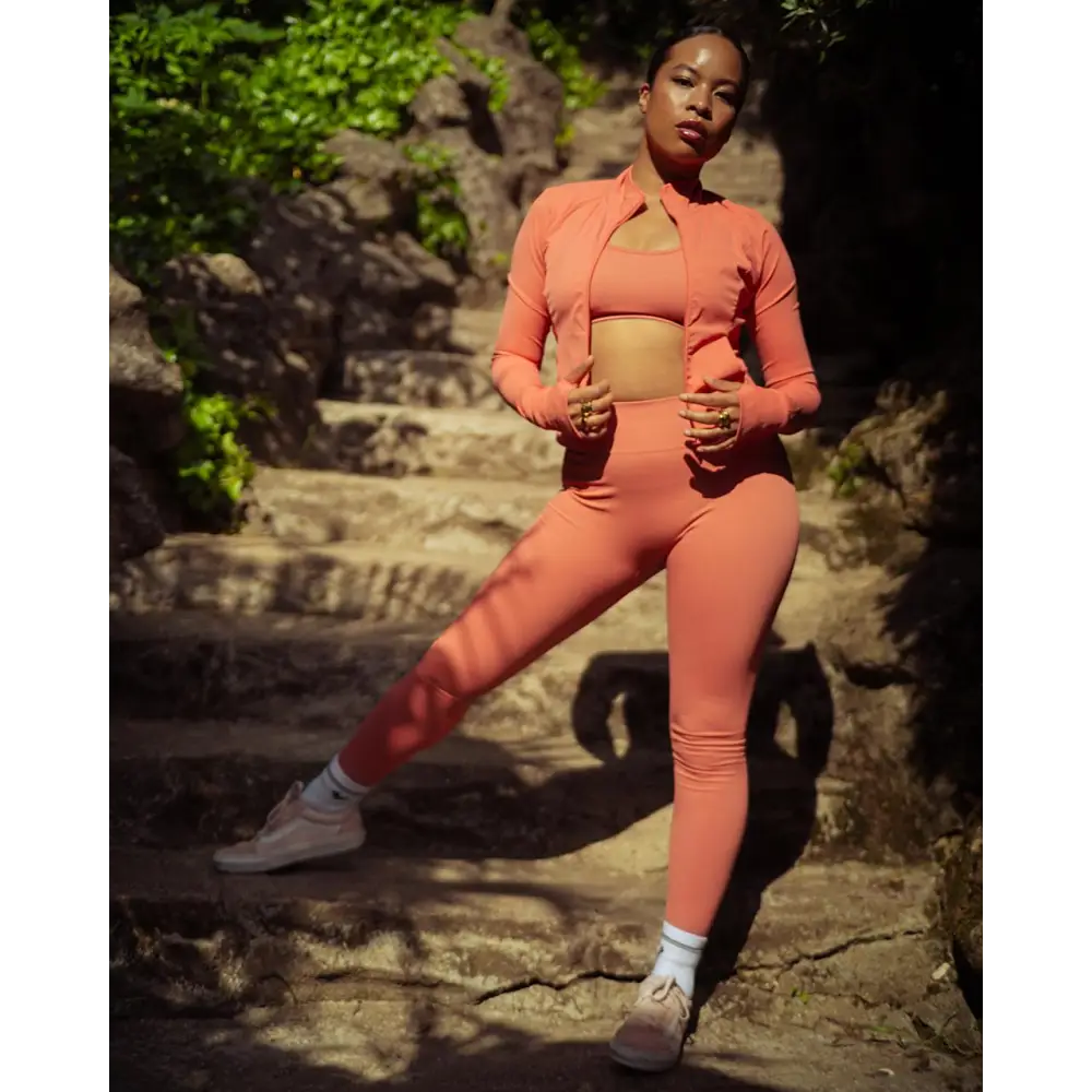 Guava Pink Seamless Ribbed Leggings – High-Waisted - Tall - Activewear