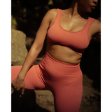 Guava Pink Seamless Ribbed Leggings – High-Waisted - Tall - Activewear