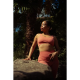 Guava Pink Seamless Ribbed Sports Bra – Square Neck Top - Activewear