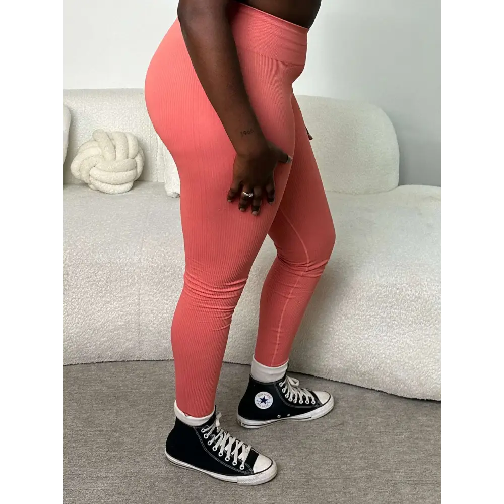 Guava Pink Sculpt Seamless Ribbed Leggings