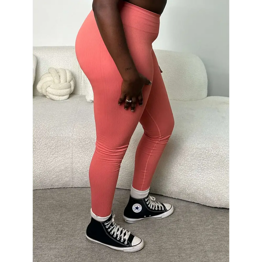 Guava Pink Sculpt Seamless Ribbed Leggings