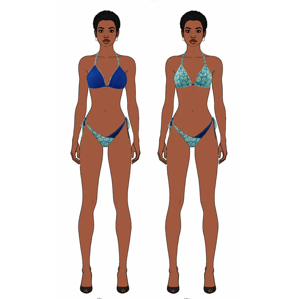 reversible top swimming set Jin 2 Piece blue Bikini 