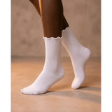 Lettuce Edge Cotton Frill Socks (White Black Pink) - Accessories