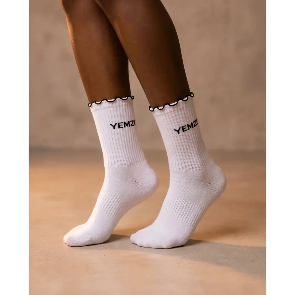 Lettuce Edge Cotton Frill Socks (White Black Pink) - Accessories