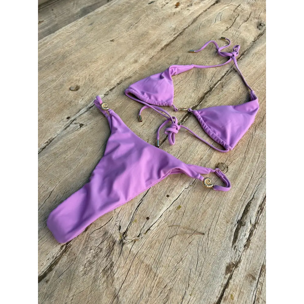 Okun Siren High Cut Bikini Briefs (Purple Gold) - Swimwear