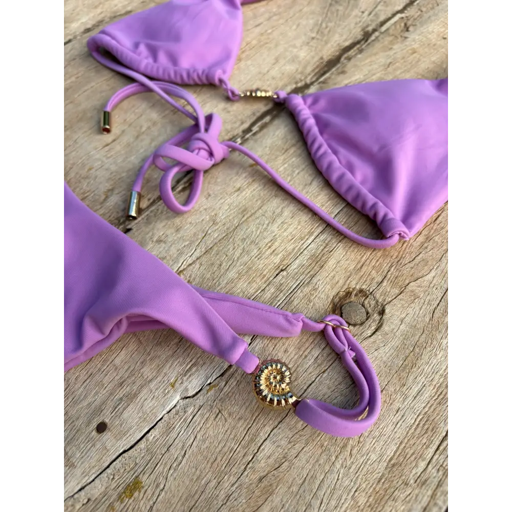 Okun Siren Triangle Bikini Top (Purple Gold) - Swimwear