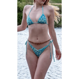 Omi 2 Piece Blue Printed String Summer Bikini Set