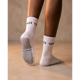 Pilates Grip Non-Slip Cotton Crew Socks – Bold Dreamer - (Black White) - Accessories