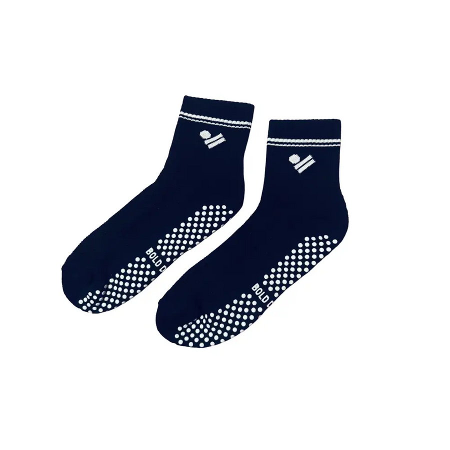 Pilates Grip Non-Slip Quarter Socks – Bold Dreamer Black & White - Accessories