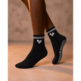 Pilates Non‑Slip Grip Cotton Quarter Socks – Bold Dreamer (Black & White) - Accessories