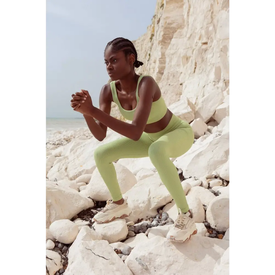 Sage Green Sculpt Seamless Ribbed Leggings