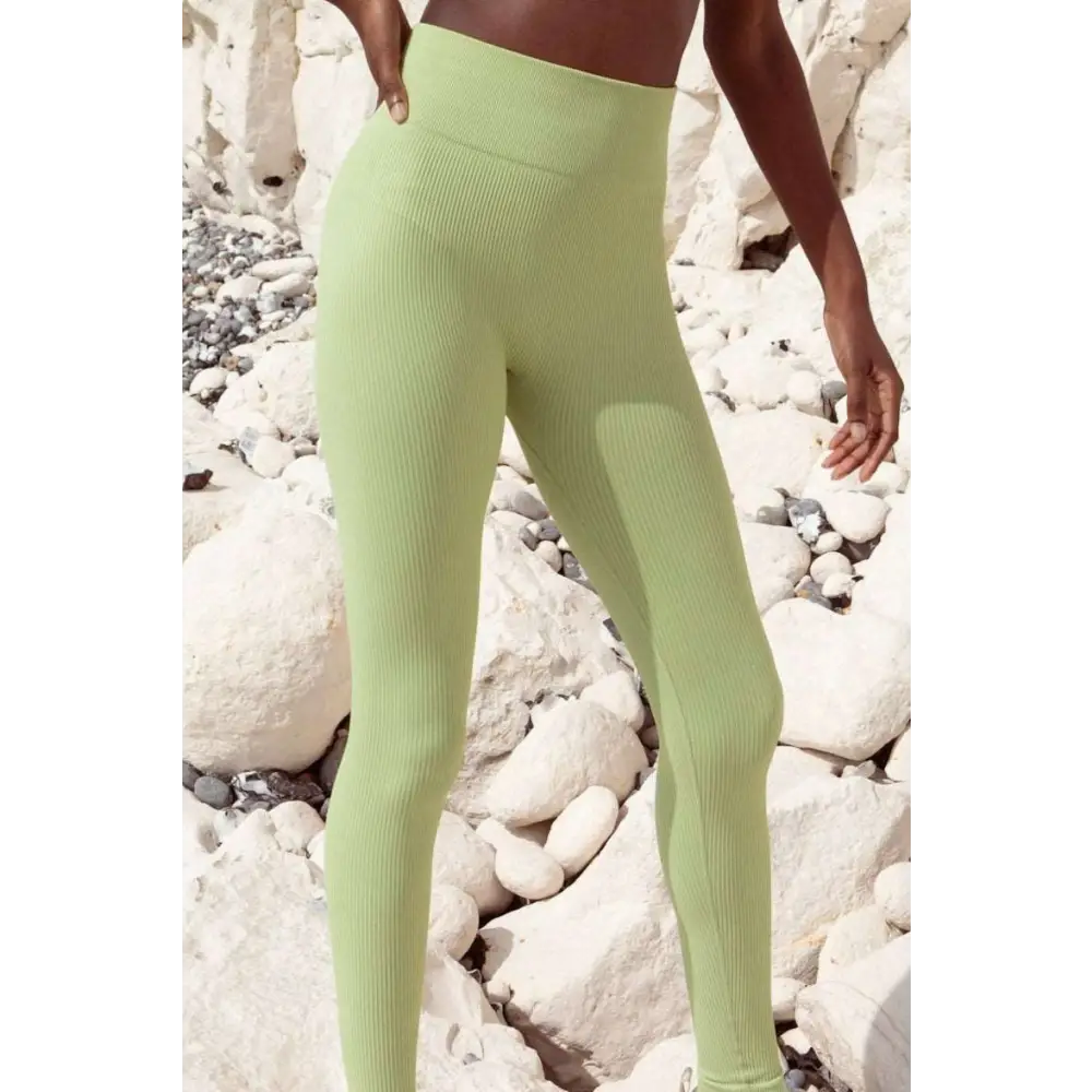 Sage Green Sculpt Seamless Ribbed Leggings