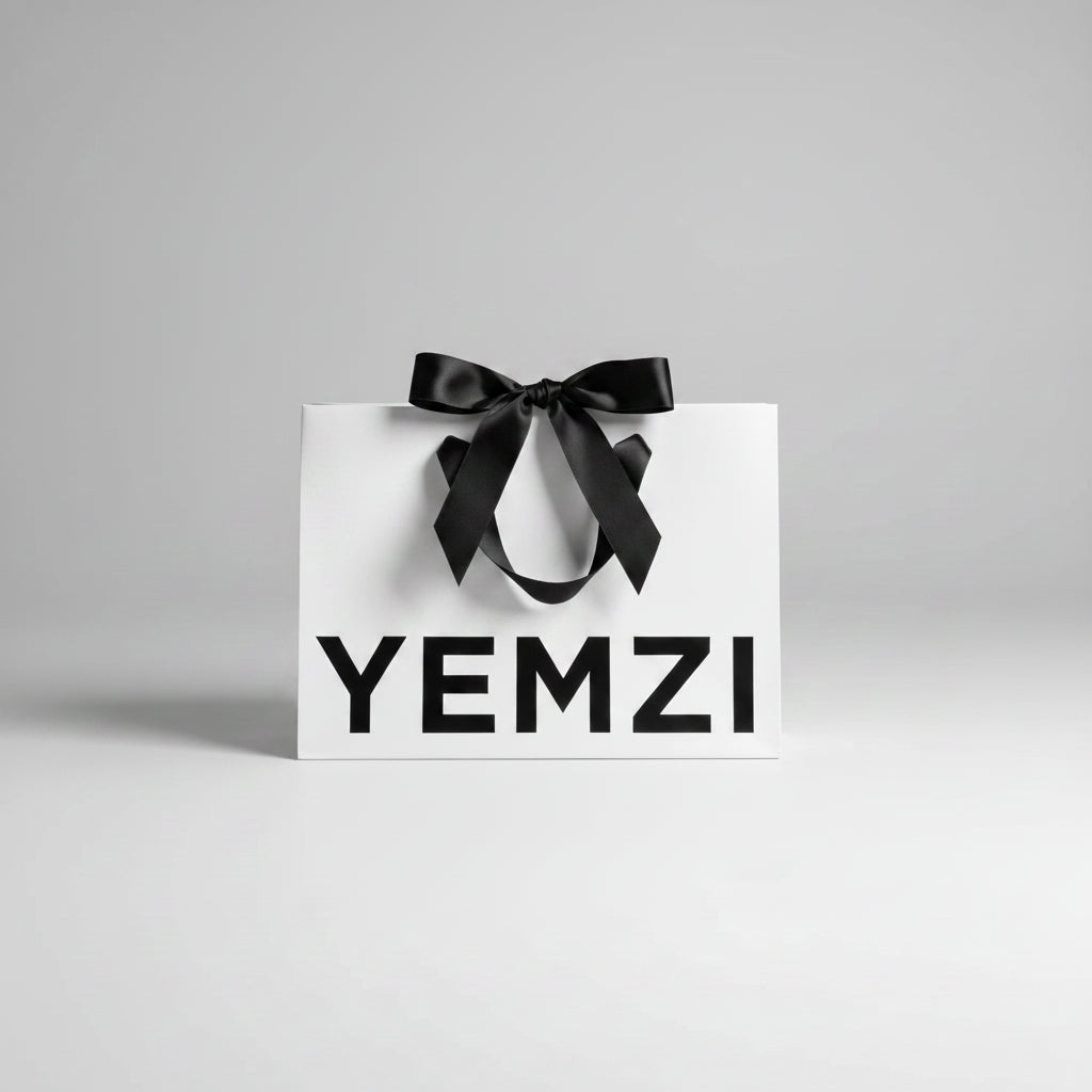 yemzi black white tie ribbon gift bag