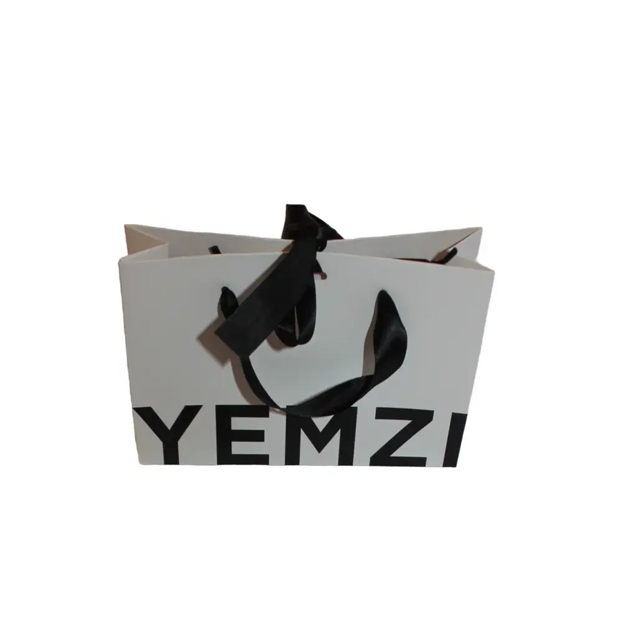 yemzi black white tie ribbon gift bag
