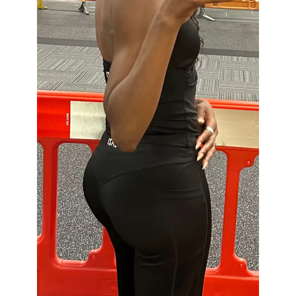 Tall Black High‑Waist Wide‑Leg Contour Pants - Activewear