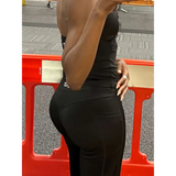 Tall Black High‑Waist Wide‑Leg Contour Pants - Activewear