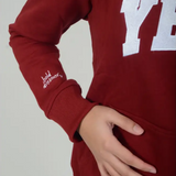 Tall Burgundy Cotton Varsity Hoodie - Activewear
