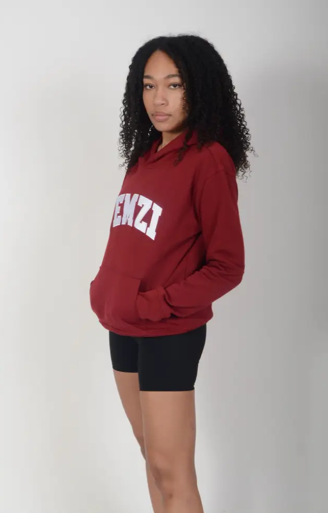 Tall Burgundy Cotton Varsity Hoodie - Activewear