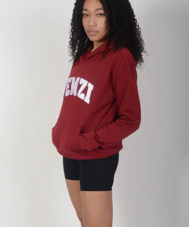 Tall Burgundy Cotton Varsity Hoodie - Activewear