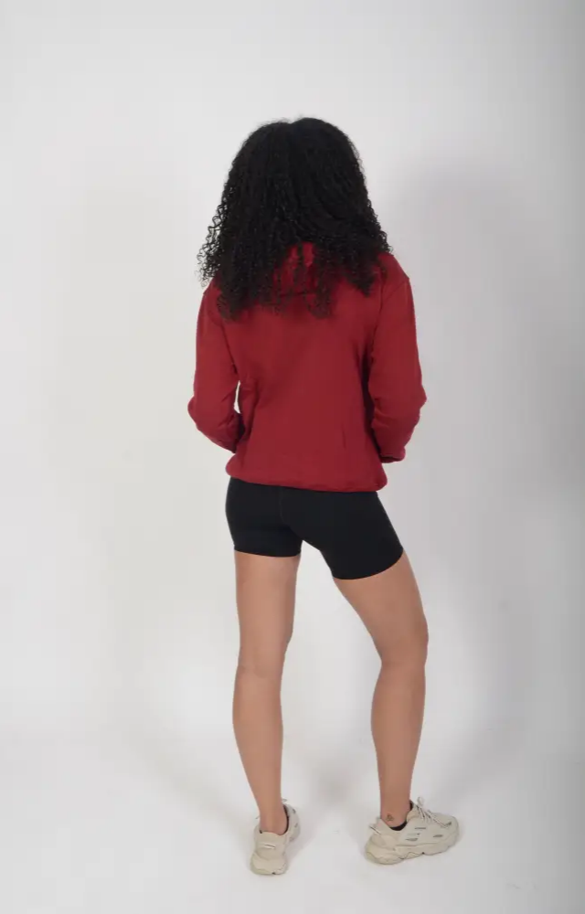 Tall Burgundy Cotton Varsity Hoodie - Activewear