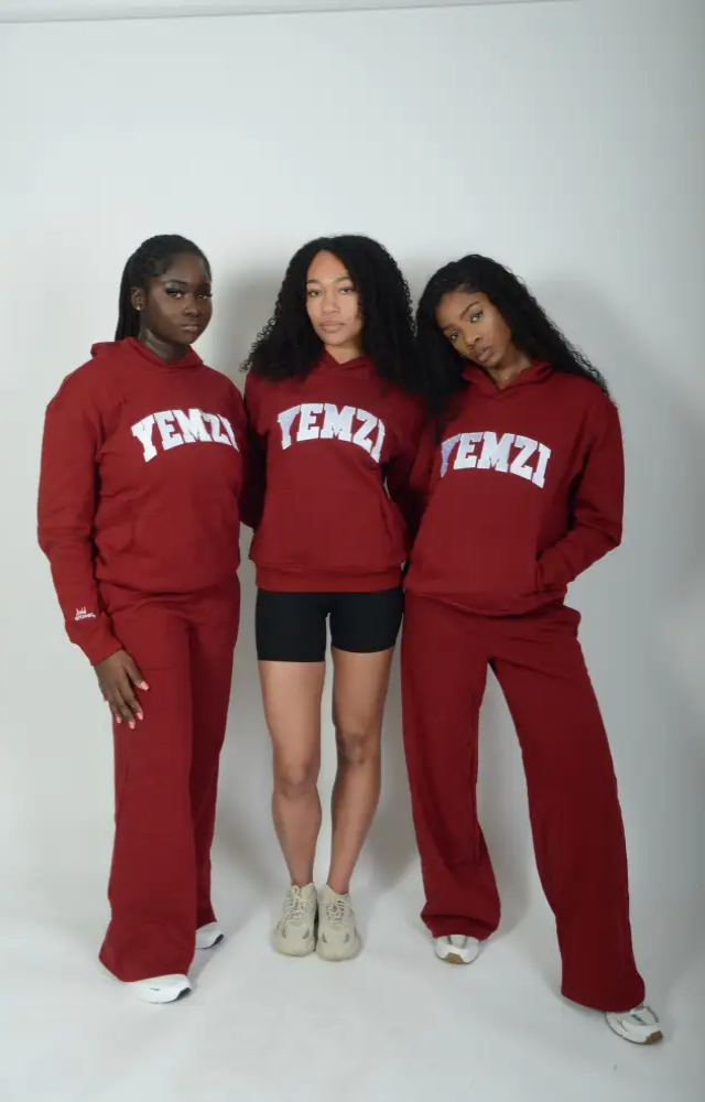 Tall Burgundy Cotton Varsity Hoodie - Activewear