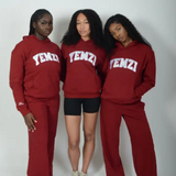 Tall Burgundy Cotton Varsity Hoodie - Activewear