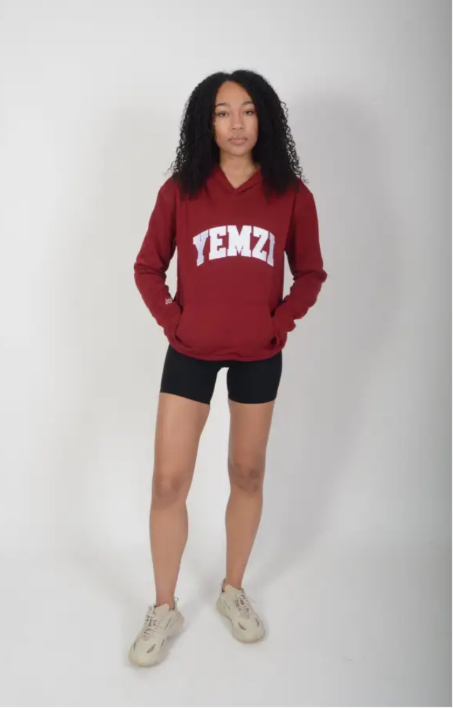 Tall Burgundy Cotton Varsity Hoodie - S - Activewear