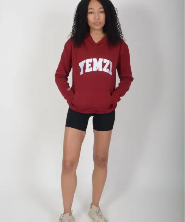Tall Burgundy Cotton Varsity Hoodie - S - Activewear