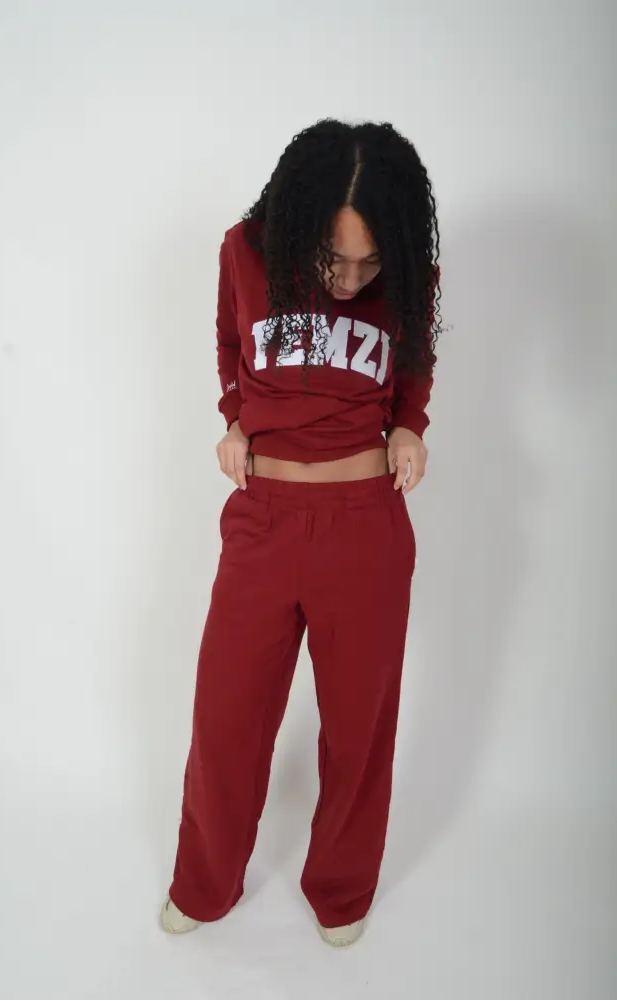 Tall Burgundy Cotton Varsity Sweatpants - S - Activewear