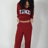Tall Burgundy Cotton Varsity Sweatpants - S - Activewear