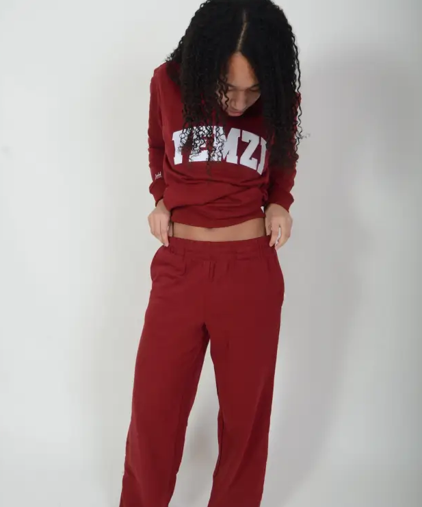 Tall Burgundy Cotton Varsity Sweatpants - S - Activewear