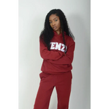 Tall Burgundy Cotton Varsity Hoodie - Activewear
