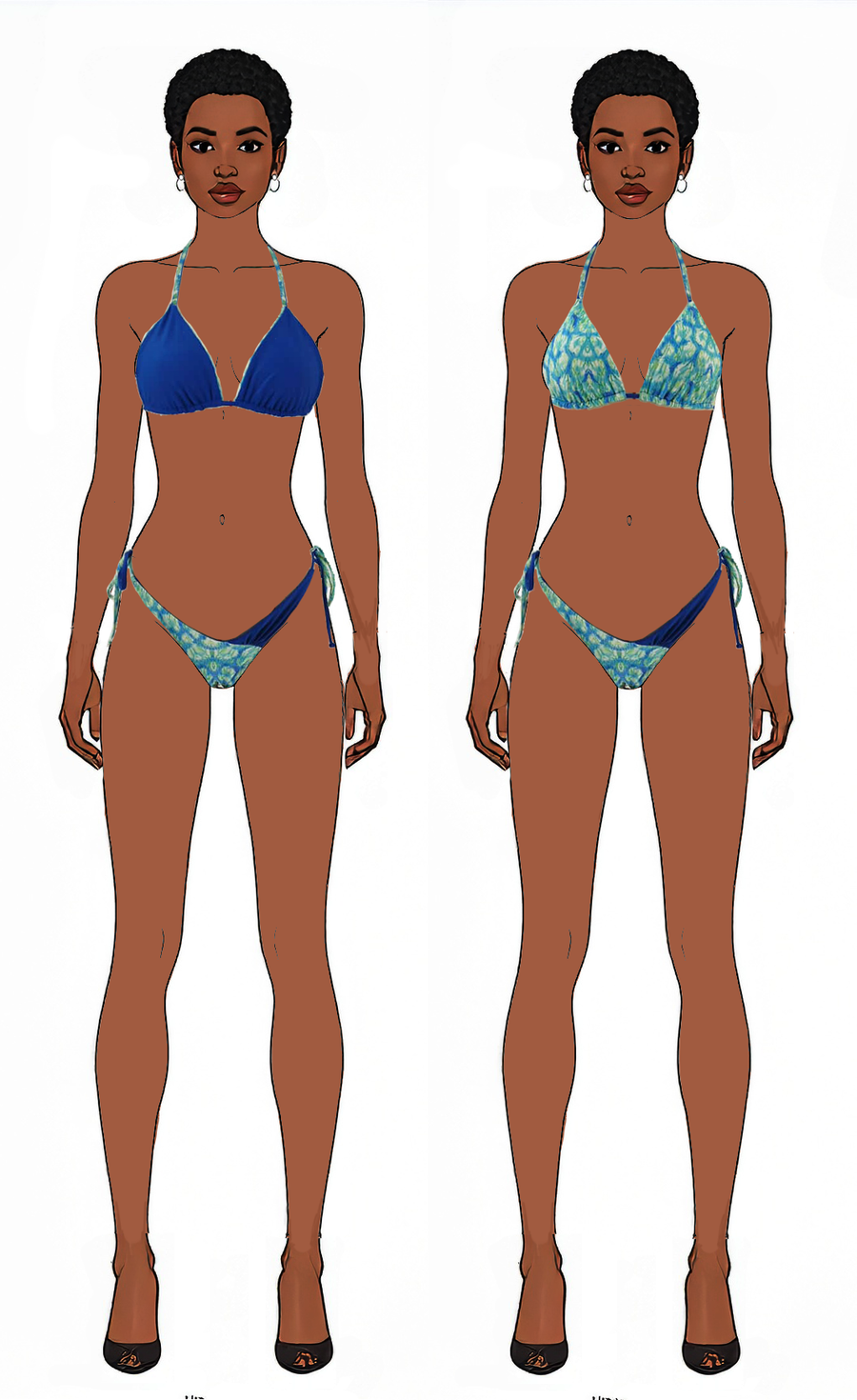 dark light blue printed jin summer swimming set bra and briefs 